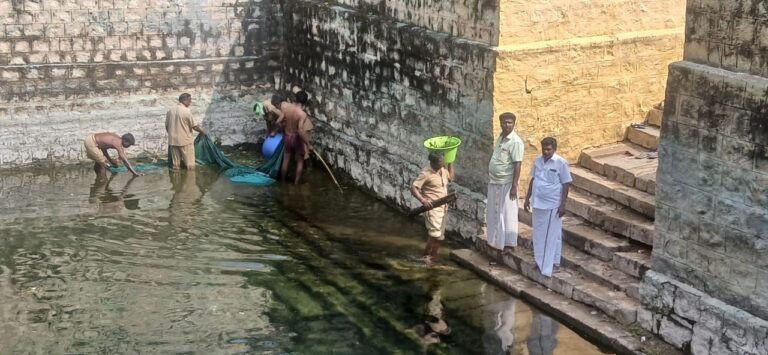 பெரியகுளம் தீர்த்தத் தொட்டியை தூய்மைப் படுத்தும் பணி தீவிரம்