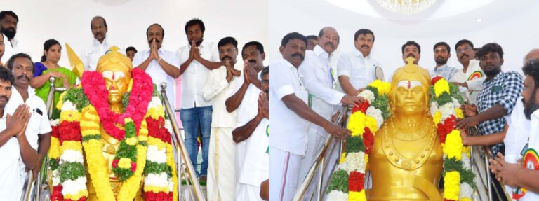 சுதந்திர போராட்ட வீரர், திருவுருவச்சிலை அமைச்சர் திறந்துவைத்தார்.