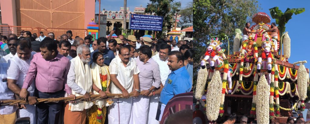 பழனி கோவிலில் தைப்பூசத் திருவிழாவிற்கான தேர் புதிதாக செய்யப்பட்டு வெள்ளோட்டத்தை அறநிலையத்துறை அமைச்சர் சேகர்பாபு துவக்கி வைத்தார்.