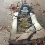 காமராஜர் பெயர் பொறித்த கல்வெட்டு மர்ம நபர்களால் உடைப்பு.