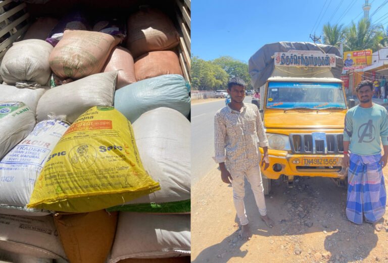 மதுரை விமான நிலையம் சாலையில் உள்ள ஈச்சனேரி பகுதியில் 1700 கிலோ ரேஷன் அரிசியை காரில் கடத்திய இருவர் கைது