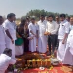 வீரபாண்டி அருள்மிகு ஸ்ரீ கௌமாரியம்மன் திருக்கோவில் பணியாளர்களுக்கான குடியிருப்பு கட்டுமான பணி அடிக்கல் நாட்டு விழா