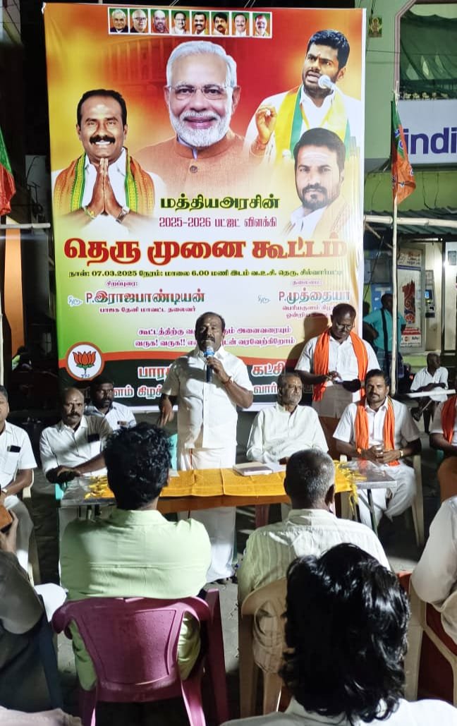பெரியகுளம் அருகே பாஜக சார்பில் மத்திய அரசின் பட்ஜெட் விளக்க தெருமுனை கூட்டம் நடைபெற்றது.