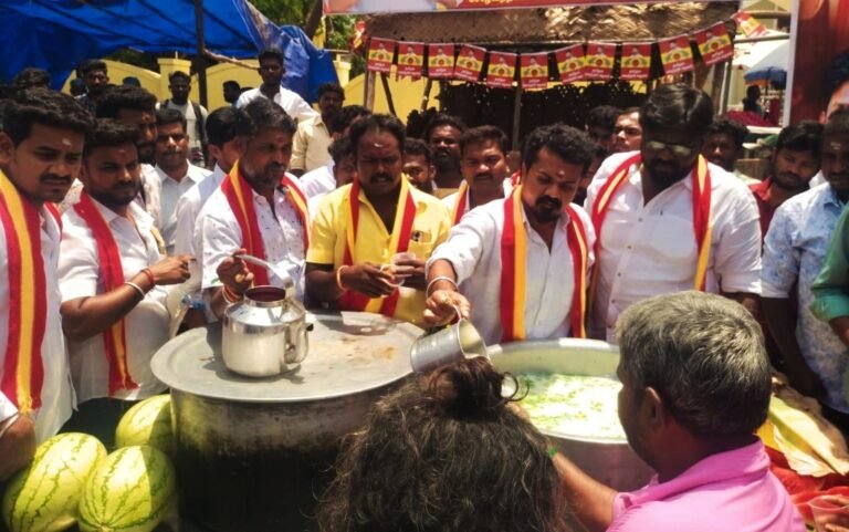 வாடிப்பட்டியில் தமிழக வெற்றி கழகம் சார்பாக மோர் பந்தல் திறப்பு விழா