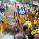 சோழவந்தான் திரௌபதி அம்மன் கோவில் பூக்குழி முகூர்த்தக்கால் நடும் விழா நடைபெற்றது.