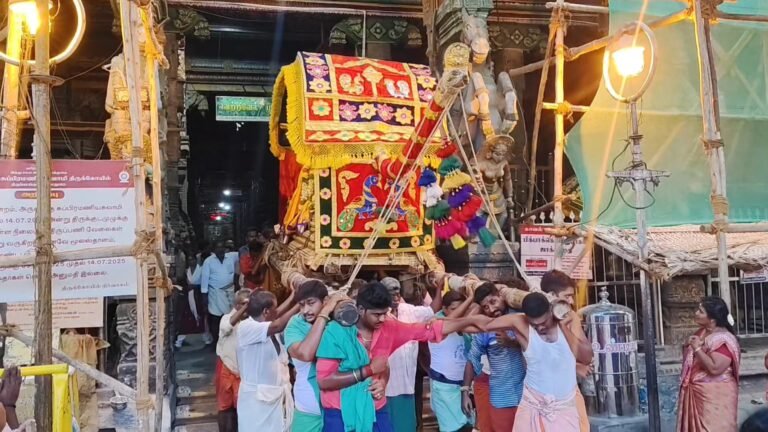 மீனாட்சி அம்மனின் திருக்கல்யாண வைபோகத்தில் கலந்து கொள்வதற்காக திருப்பரங்குன்றத்தில் இருந்து பல்லாக்கில் புறப்பட்டார் முருகன்