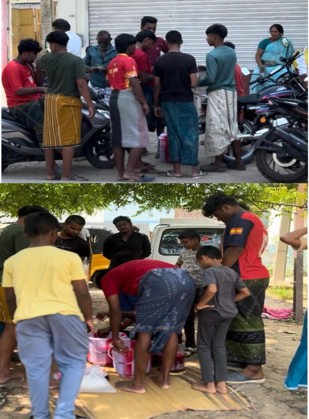 கீழக்கரை பேமிலி என்ற பெயரில் இளைஞர்கள் பொதுமக்களுக்கு மோர் மற்றும் பழச்சாறுகள் வழங்கினர்.