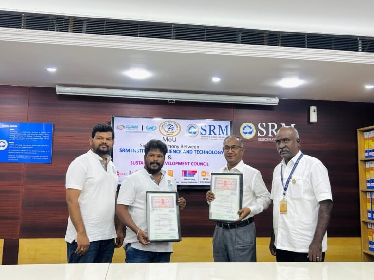 ஐக்கிய நாடுகளின் நிலையான வளர்ச்சி இலக்குகளை மேம்படுத்துவதற்காக நிலையான வளர்ச்சி கவுன்சில் SRMIST உடன் புரிந்துணர்வு ஒப்பந்தத்தில் கையெழுத்திட்டது