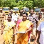 கோடை விடுமுறை முடிந்த நிலையில் தனியார் பள்ளி வாகனங்கள் ஆய்வு.