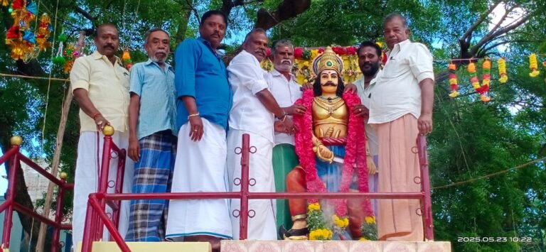 சரந்தாங்கியில் உள்ள பெரும்பிடுகு முத்தரையர் சிலைக்கு அதிமுக மீட்பு குழு சார்பில் மாலை அணிவித்து மரியாதை