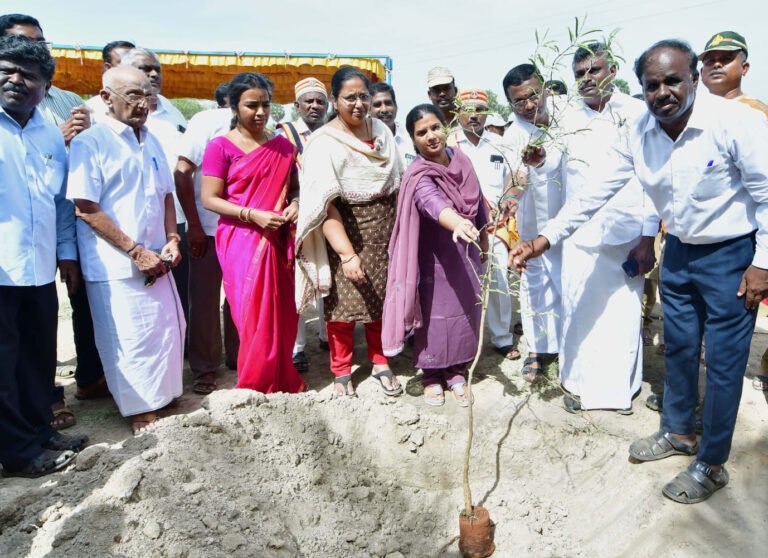 சிவகங்கை ஊராட்சி ஒன்றியத்திற்குட்பட்ட ஒக்கூர் பகுதியிலுள்ள சருகனியாற்றின் கரையோரங்களில் மரக்கன்றுகள் நடும் பணியினை மாவட்ட ஆட்சித்தலைவரஆஷா அஜித்,தொடங்கி வைத்தார்.
