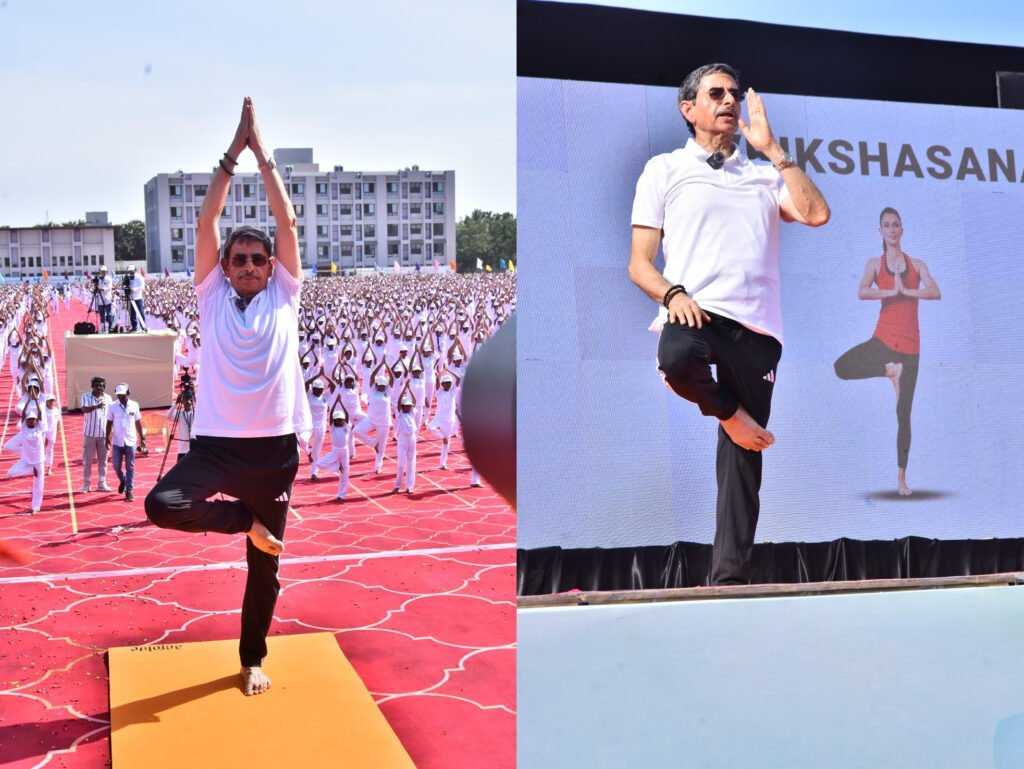 மதுரை வேலம்மாள் பள்ளியில் சர்வதேச யோக தின பயிற்ச்சியில் கலந்து கொண்ட ஆளுநர் ரவி.