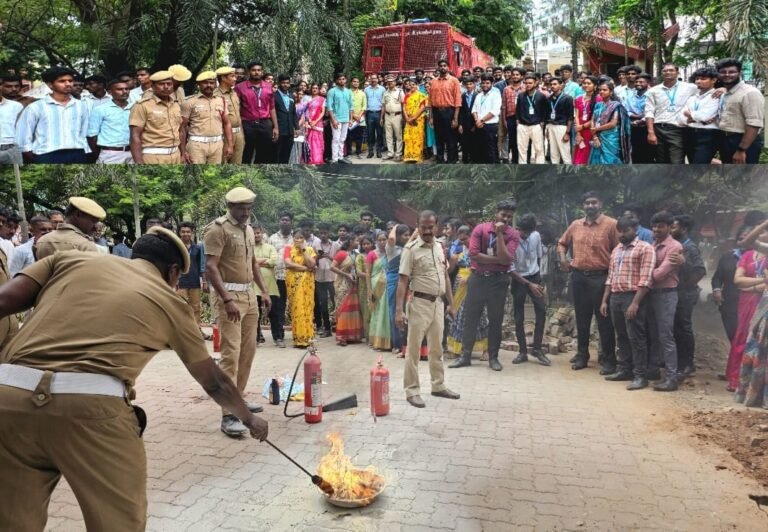 அமெரிக்கன் கல்லூரியில் தீத்தடுப்பு பாதுகாப்பு குறித்த விழிப்புணர்வு நிகழ்ச்சி