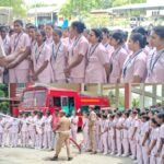 மதுரையில் தீயணைப்பு துறை மற்றும் ரெட் கிராஸ் சார்பில் செவிலியர்கள் பயிற்சி பெறும் மாணவிகளுக்கு தீத்தடுப்பு ஒத்திகை பயிற்சி: