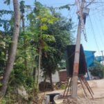 முள்ளிப்பள்ளம் வரதராஜ பெருமாள் கோவில் அருகில் ஆபத்தான நிலையில் மின்கம்பம் கும்பாபிஷேகம் நடக்க உள்ள நிலையில் உடனடியாக சரி செய்ய பக்தர்கள் கோரிக்கை