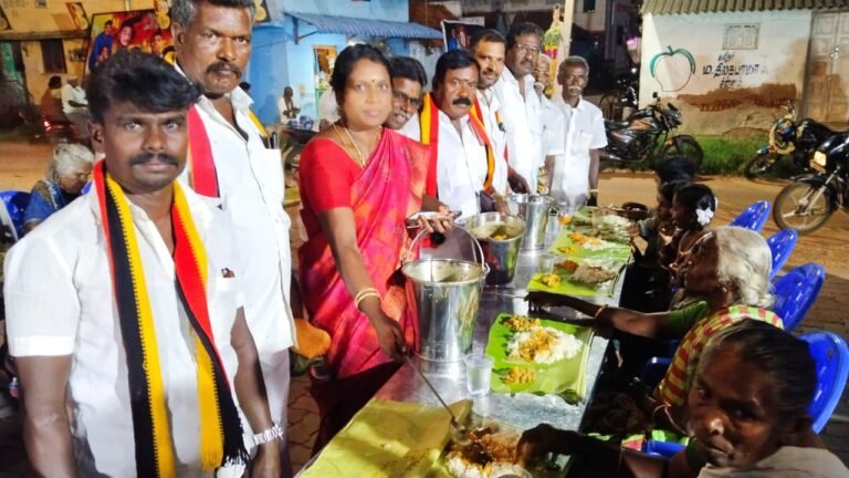 நிலக்கோட்டை அருகே விஜயகாந்த் பிறந்த தினத்தை முன்னிட்டு 1000 பேருக்கு அன்னதானம்