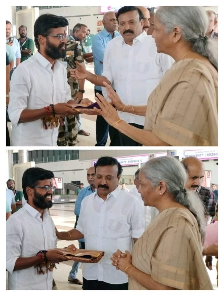 மத்திய நிதி அமைச்சர் நிர்மலா சீதாராமனை சந்தித்து நன்றி தெரிவித்தார் – மதுரை மேற்கு மாவட்ட தலைவர் கு. சிவலிங்கம்